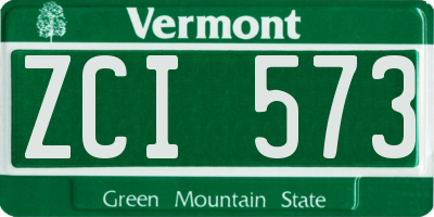 VT license plate ZCI573