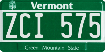 VT license plate ZCI575