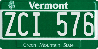 VT license plate ZCI576