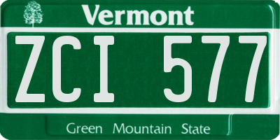 VT license plate ZCI577