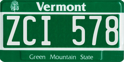 VT license plate ZCI578