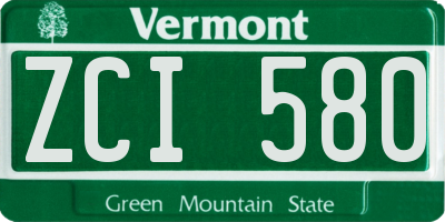 VT license plate ZCI580
