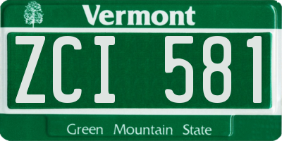 VT license plate ZCI581
