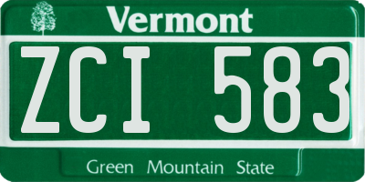 VT license plate ZCI583