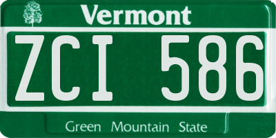 VT license plate ZCI586