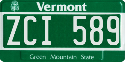 VT license plate ZCI589