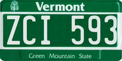 VT license plate ZCI593