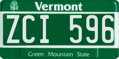 VT license plate ZCI596