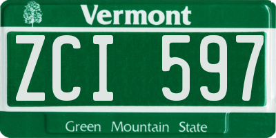 VT license plate ZCI597