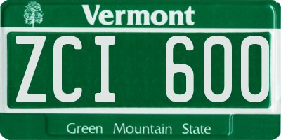 VT license plate ZCI600