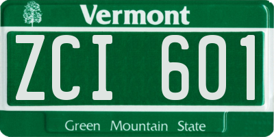 VT license plate ZCI601