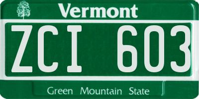 VT license plate ZCI603