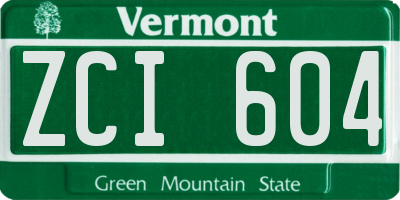 VT license plate ZCI604
