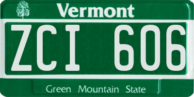 VT license plate ZCI606