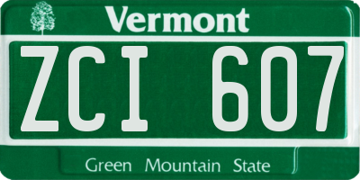 VT license plate ZCI607
