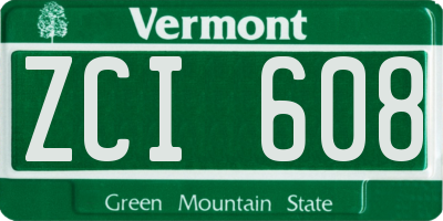 VT license plate ZCI608
