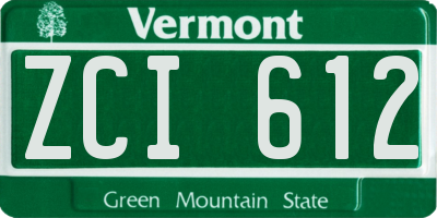 VT license plate ZCI612