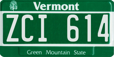 VT license plate ZCI614