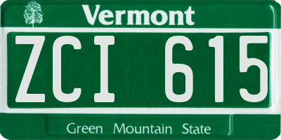 VT license plate ZCI615