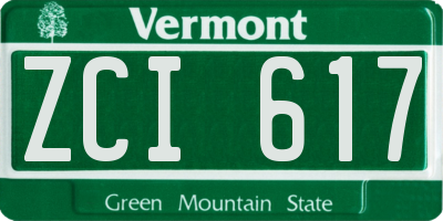 VT license plate ZCI617