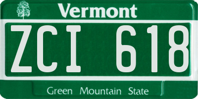 VT license plate ZCI618