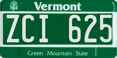 VT license plate ZCI625