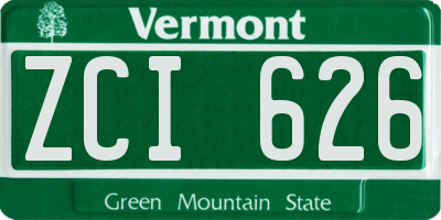 VT license plate ZCI626