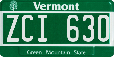 VT license plate ZCI630