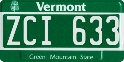 VT license plate ZCI633