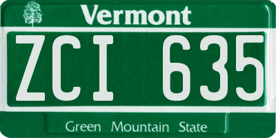 VT license plate ZCI635