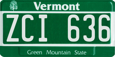 VT license plate ZCI636