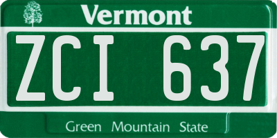 VT license plate ZCI637
