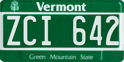 VT license plate ZCI642