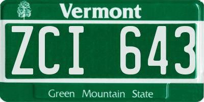 VT license plate ZCI643