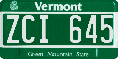 VT license plate ZCI645