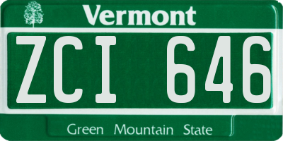 VT license plate ZCI646