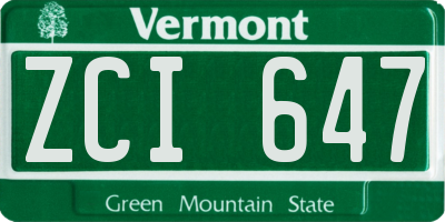 VT license plate ZCI647