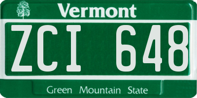 VT license plate ZCI648