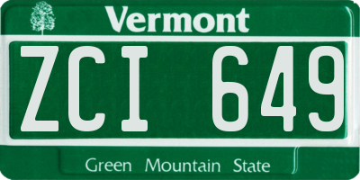VT license plate ZCI649