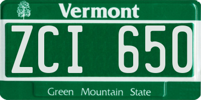 VT license plate ZCI650