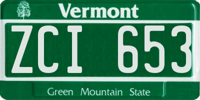 VT license plate ZCI653