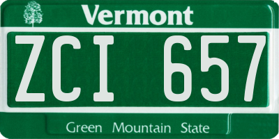 VT license plate ZCI657
