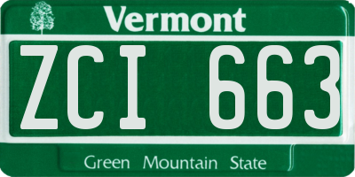 VT license plate ZCI663