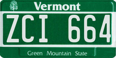 VT license plate ZCI664