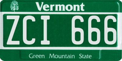 VT license plate ZCI666