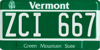 VT license plate ZCI667
