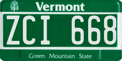 VT license plate ZCI668