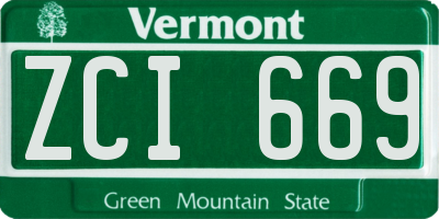 VT license plate ZCI669