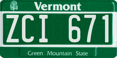 VT license plate ZCI671