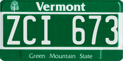 VT license plate ZCI673